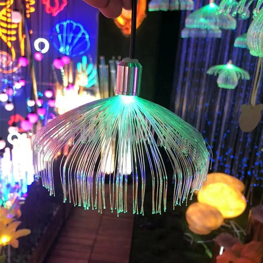 

Квадратные декоративные светильники, красочные оптоволоконные светодиодные светильники в виде медузы, люстра, Рождественский новогодний декор, гирлянды-гирлянды, уличные