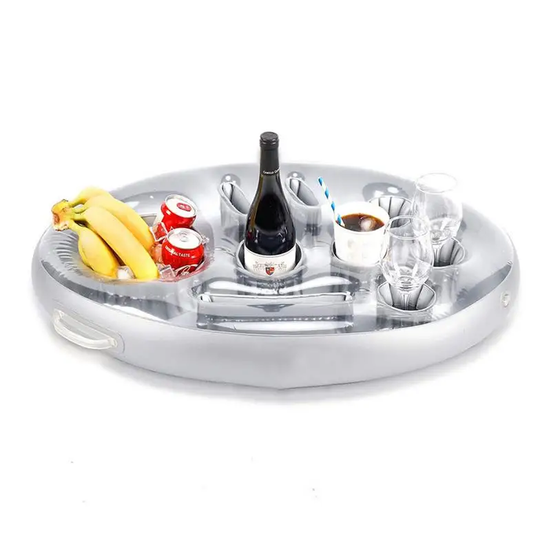 

Pool Drink Holder Floating Tray Inflatable Floating Drink Holder With 8 Holes Large Capacity Drink Float For Pools And Hot Tub