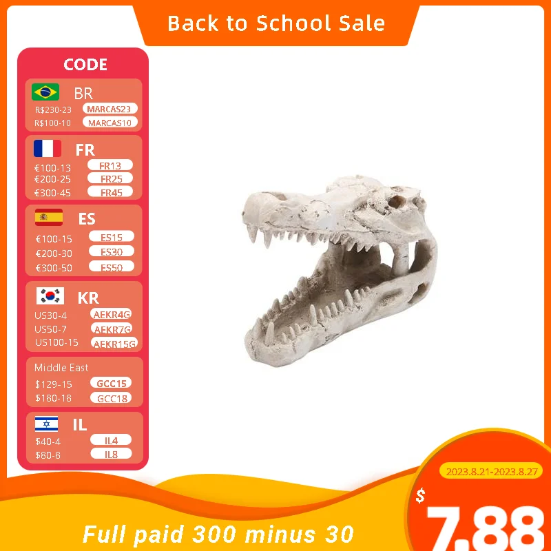 

Reptile Shelter Home Resin Craft Landscape Animal Pet Supplies Crocodile Skull Artificial Gift Aquarium Ornament Fish Tank