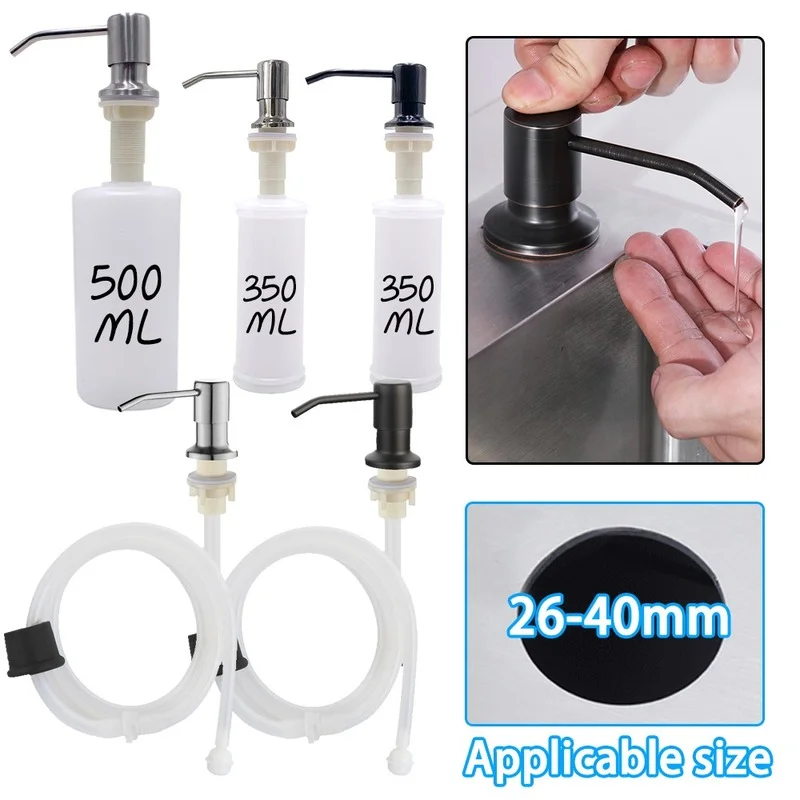 

Kitchen Sink Liquid Soap Dispenser Pumps Stainless Steel Head Sink Hand Lotion Soap Dispensers with Tube Hose Bottle Accessories