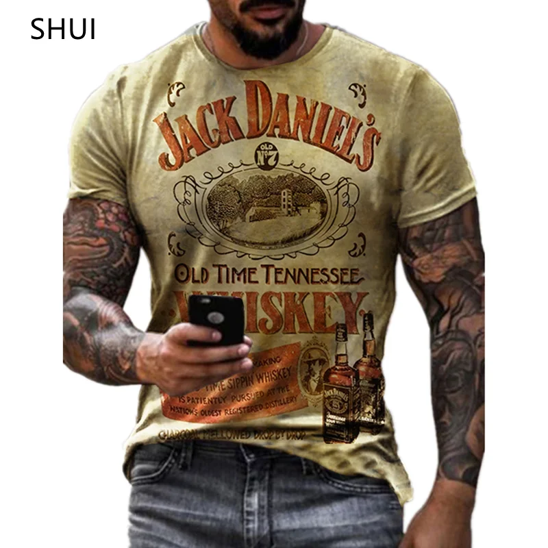 

Summer Jack Daniels Shirt Men 3d Print Tshirt Crewneck Short Sleeve Tees Blouses Streetwear Men Japanese Fashion Vintage Clothes