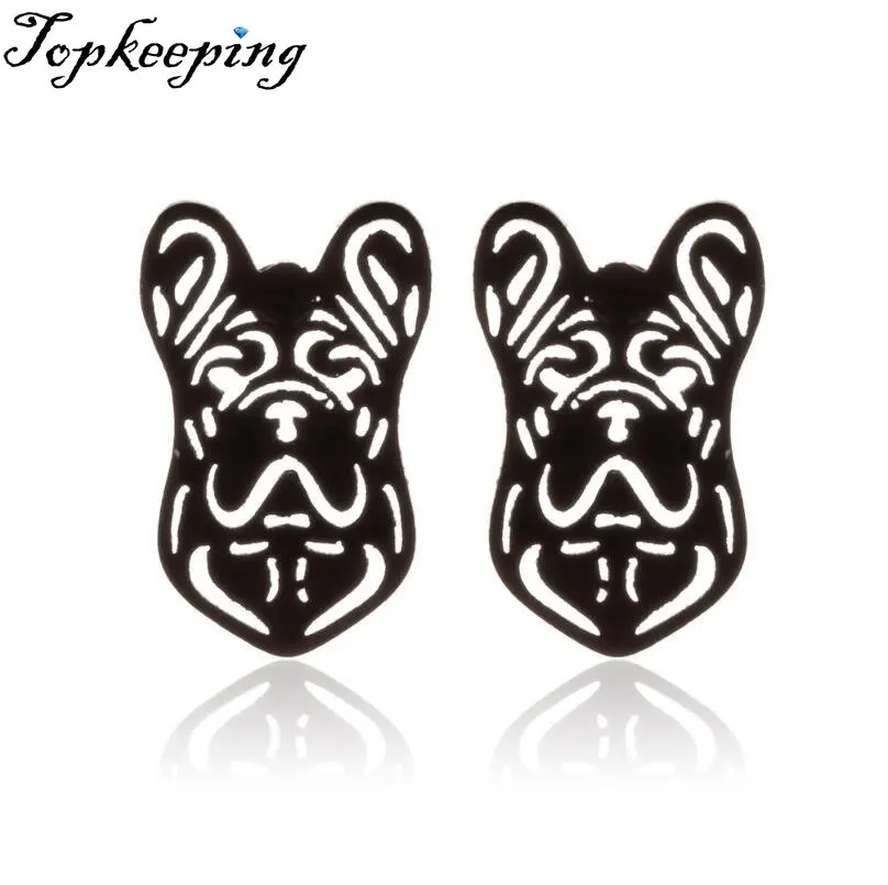 

Pug Stainless Steel Earrings For Women Fashion Hollow Ear Piercing Jewelry Wedding Studs Pendientes 1Pair