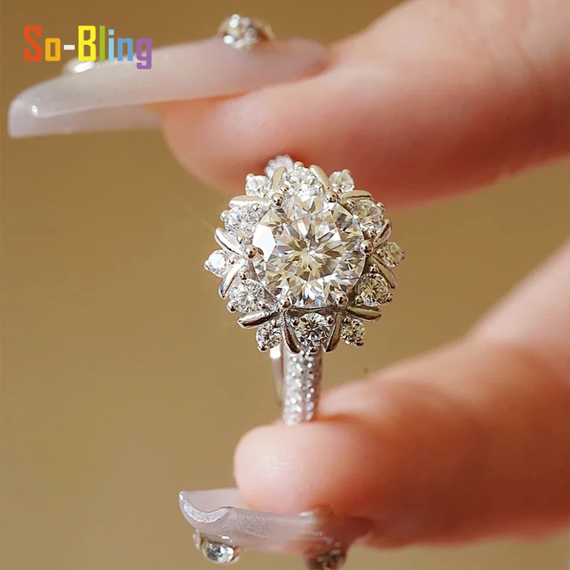 Фото Кольцо с муассанитом So-Bling 1 карат и сертификатом Gra, кольца из стерлингового серебра 925 пробы для женщин, элегантные изысканные ювелирные изделия для вечеринок №2