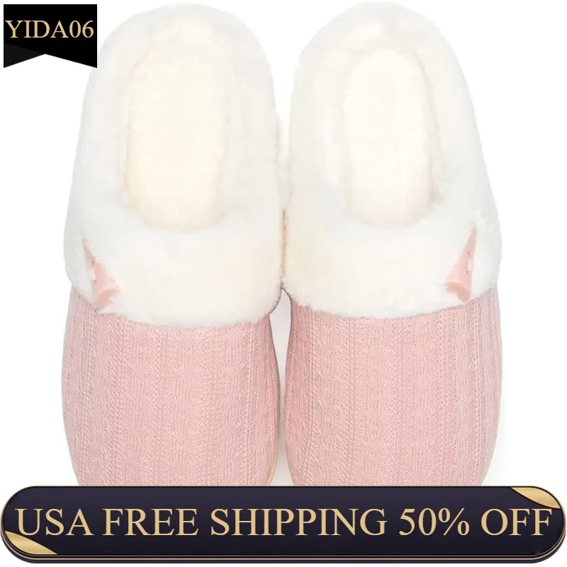 

NineCiFun Women's Slip on Fuzzy House Slippers Memory Foam Slippers Scuff Outdoor Indoor Warm Plush Bedroom Shoes with