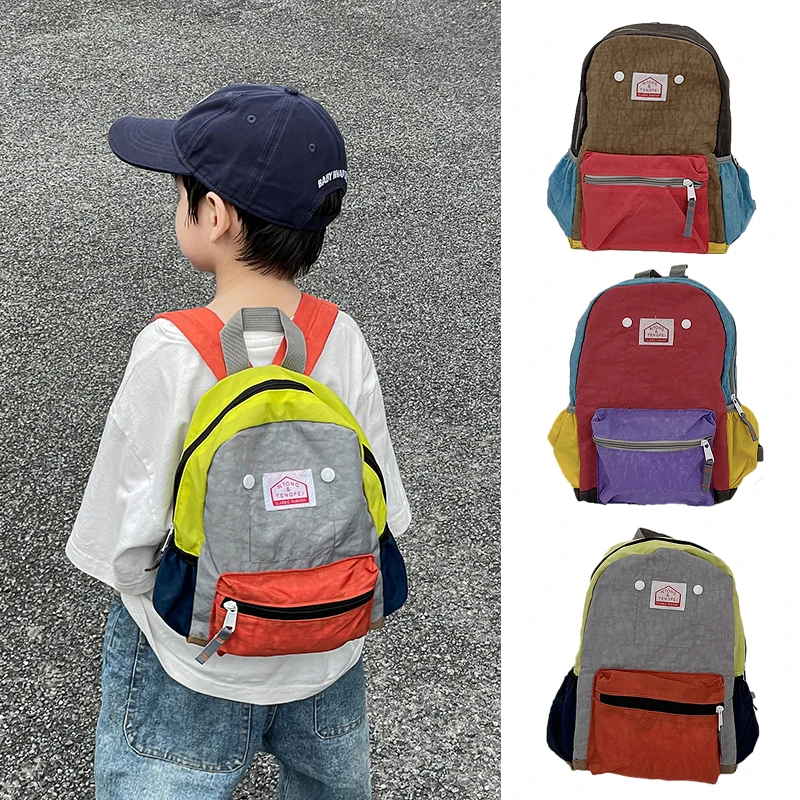 

Vintage Children Backpack Portable Stitching Kids School Bag Kindergarten Elementary Schoolbag for Boy Girl Backpacks