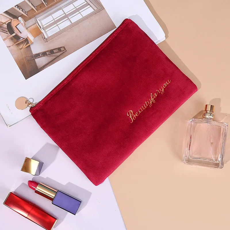 

Outdoor Girls Makeup Bag New Large Capacity Velvet Zipper Women Cosmetic Toiletries Organizer Storage Bags Female Make Up Cases