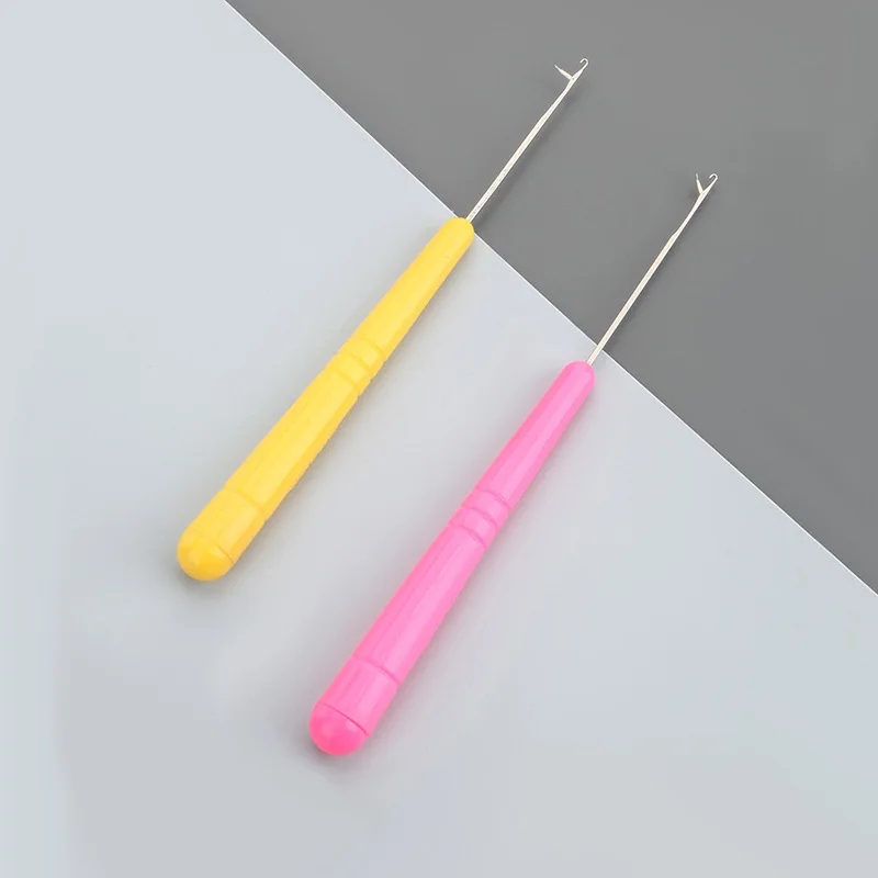 

Plastic Handle Crochet Hook Braid Needle Hair Extension Tool Wig Handmade Diy Threader Wool Knitting With Tongue Crochet Needles