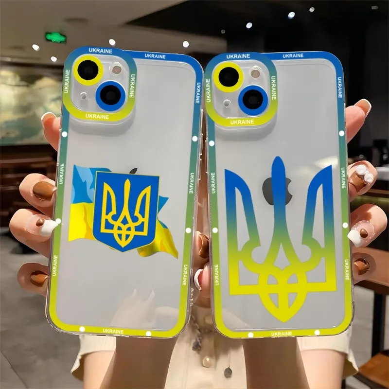 

Fashion Ukraine Flag Phone Case Telefoon For IPhone 14ProMax 13 14 12 11 Pro Max Mini Transparent Fundas Soft Cover