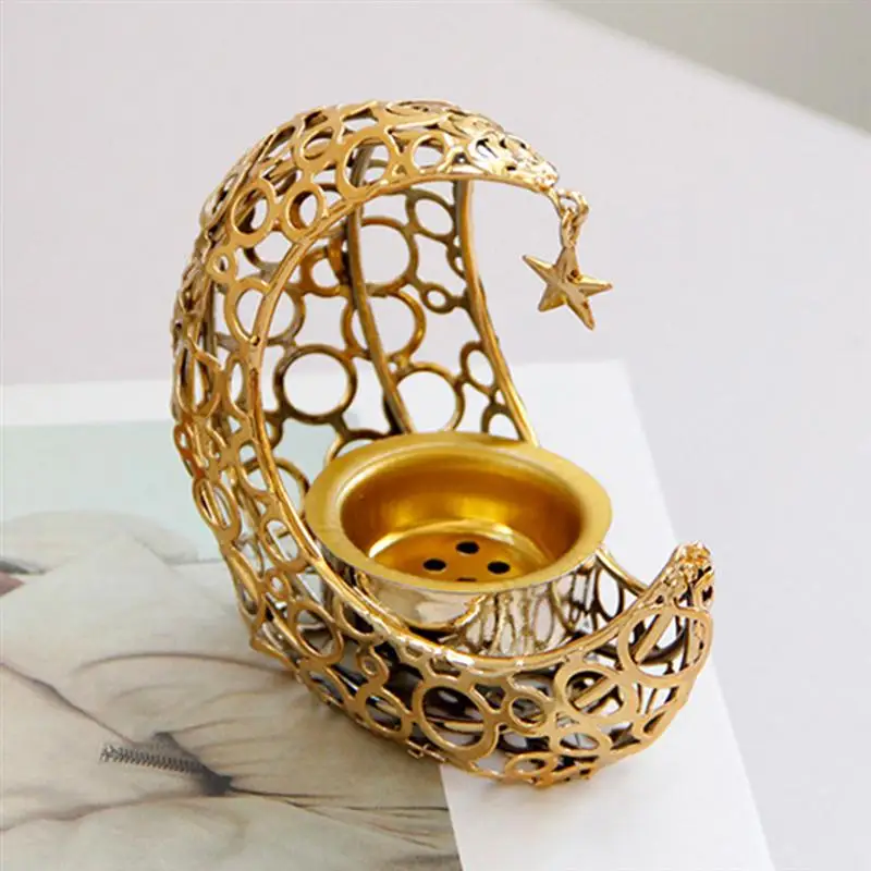 

Mubarak Eid Incense Burner Moon Shape Incense Holder Aid Gift Eid Mubarak Ramadan Moon Crescent Resin Incense Burner