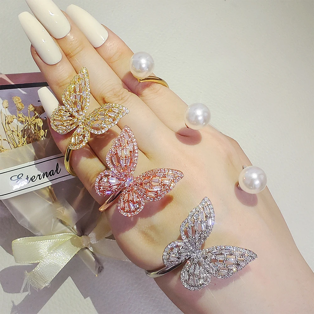 

2023 New Luxury Rose Gold Silver Color Butterfly Bracelet Bangle for Women Open Party Gift Jewelry Wholesale S6272