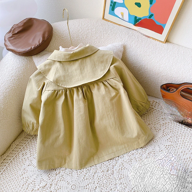 RiniKinda 2022 Autumn Girl Coat Cotton Kids Trench Embroidery Newborn Toddlers Infant Outfits Princess Baby Outdoor Clothing