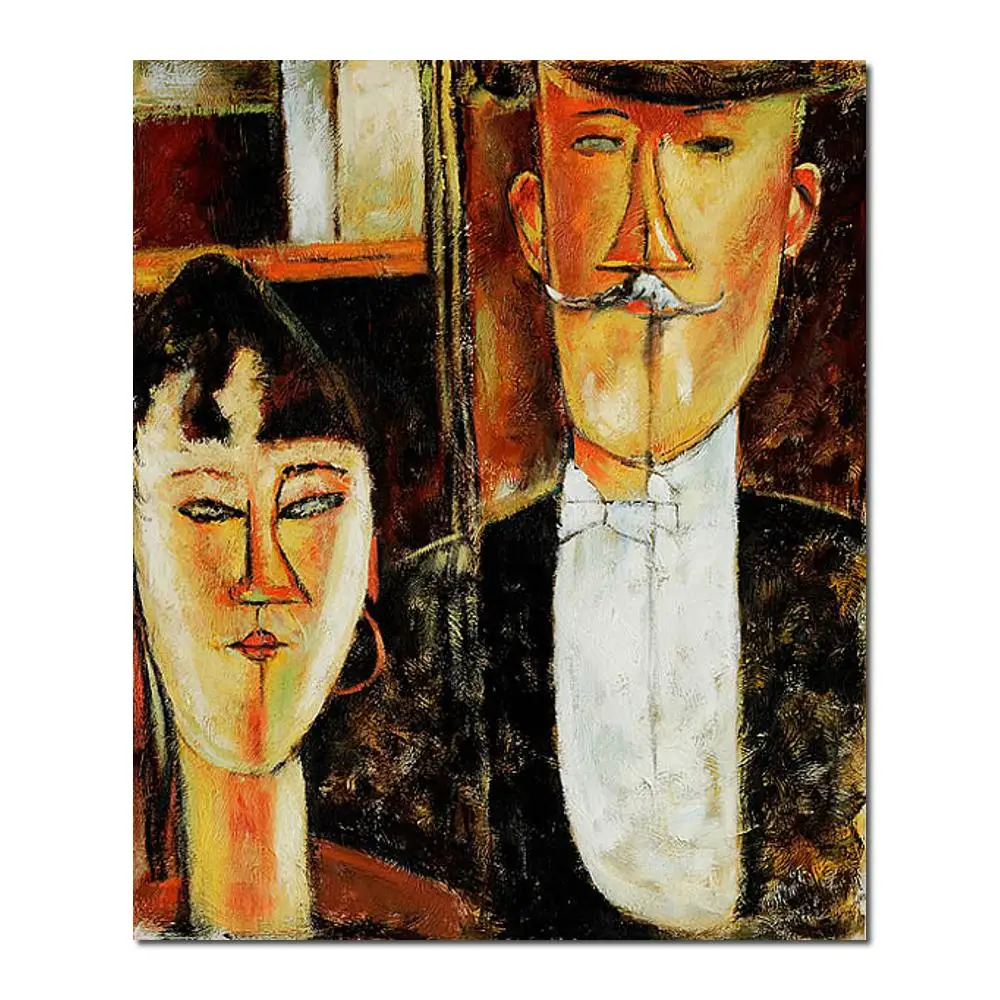

Настенное искусство, современные картины невесты и жениха Amedeo Modigliani, ручная роспись, высокое качество