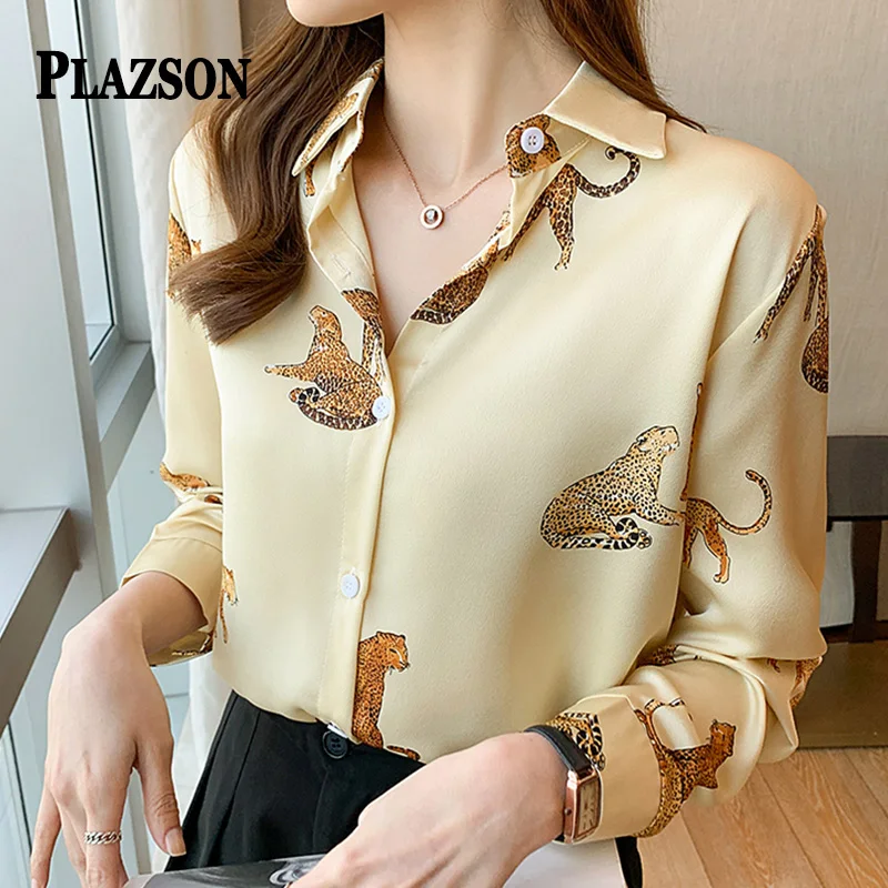 

PLAZSON camisas y blusas 블라우스 Womens Shirts Fashion Casual Loose Fit Long Sleeve Button Down V Neck Collared Blouse Tops