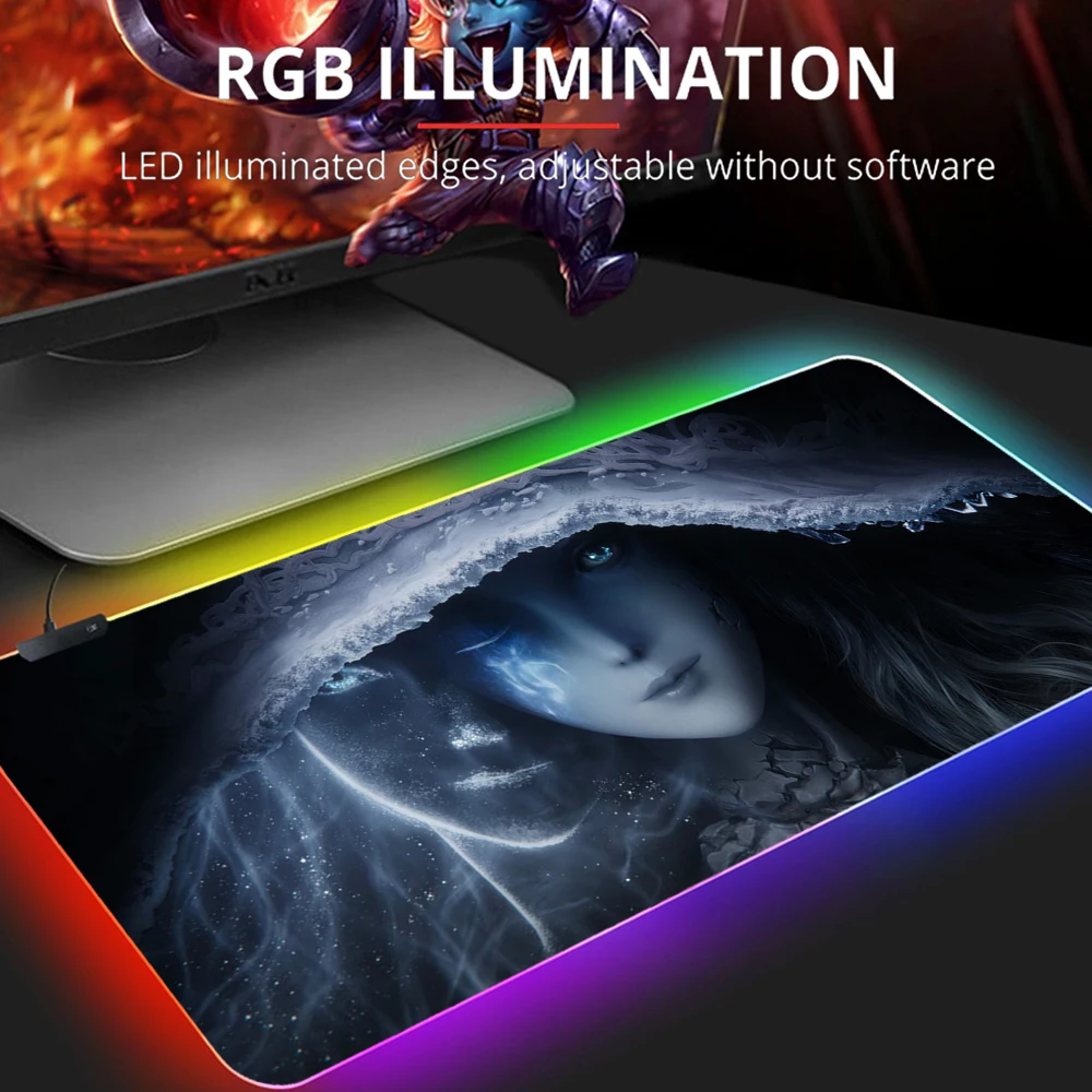 

Elden Ring Gaming Mousepad Game Speed RGB Led Setup Gamer Decoration Cool Glowing Mouse Mat Pc Republic of Gamers with Cable Rug