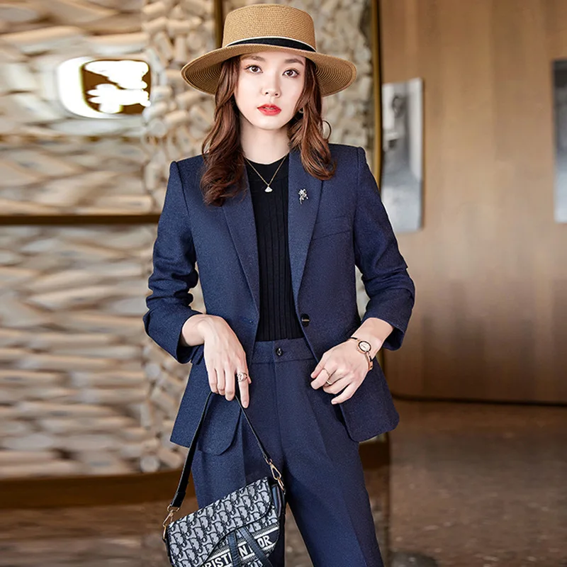 S-4X High-end Women Suit Two-piece Professional Wear 2022 New Spring and Autumn Temperament Slim Women's Jacket Fashion Trousers