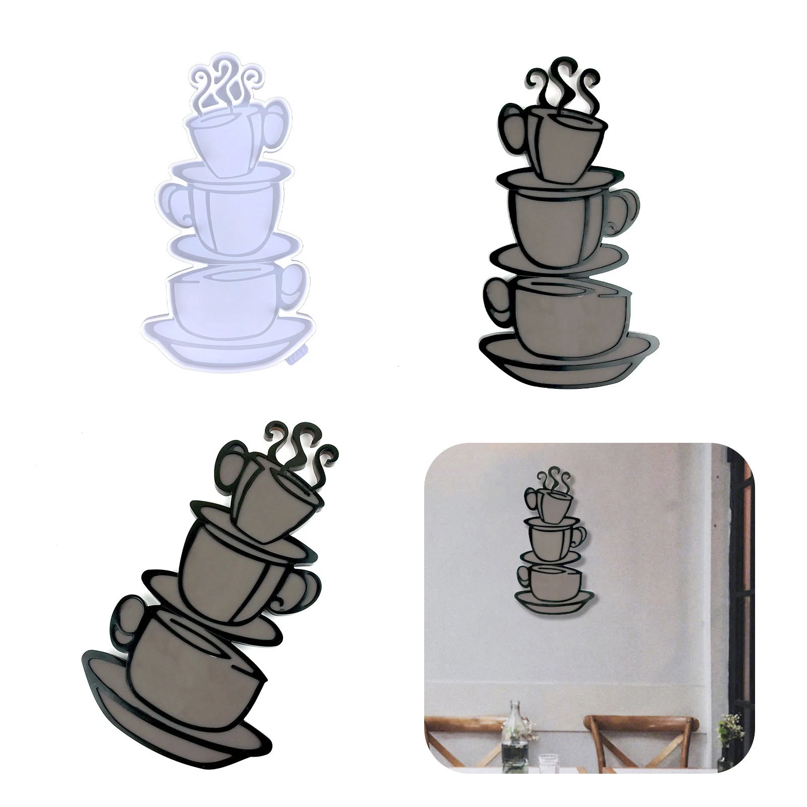 

Coffee Cup Wall Hanging Decorative Glue Epoxy Resin Mold DIY Crystal Wall Hanging Home Decoration Silicone Mold