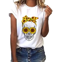 skull fun printed female tshirt o neck t shirt short sleeve 2021 new summer fashion ladies tshirt harajuku t shirt women mujer