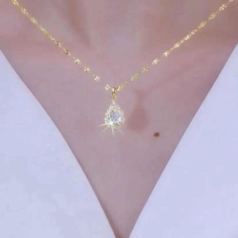 Новое роскошное легкое ожерелье из титановой стали 18 карат с подвеской в виде