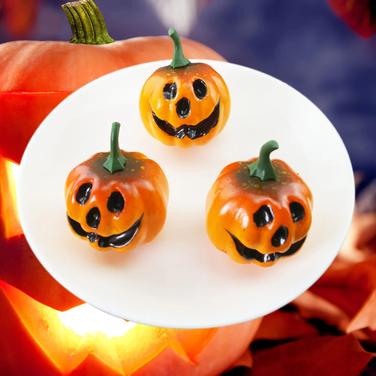 

12 Artificial Pumpkins Carved Scary Table Centerpiece Party Supplies