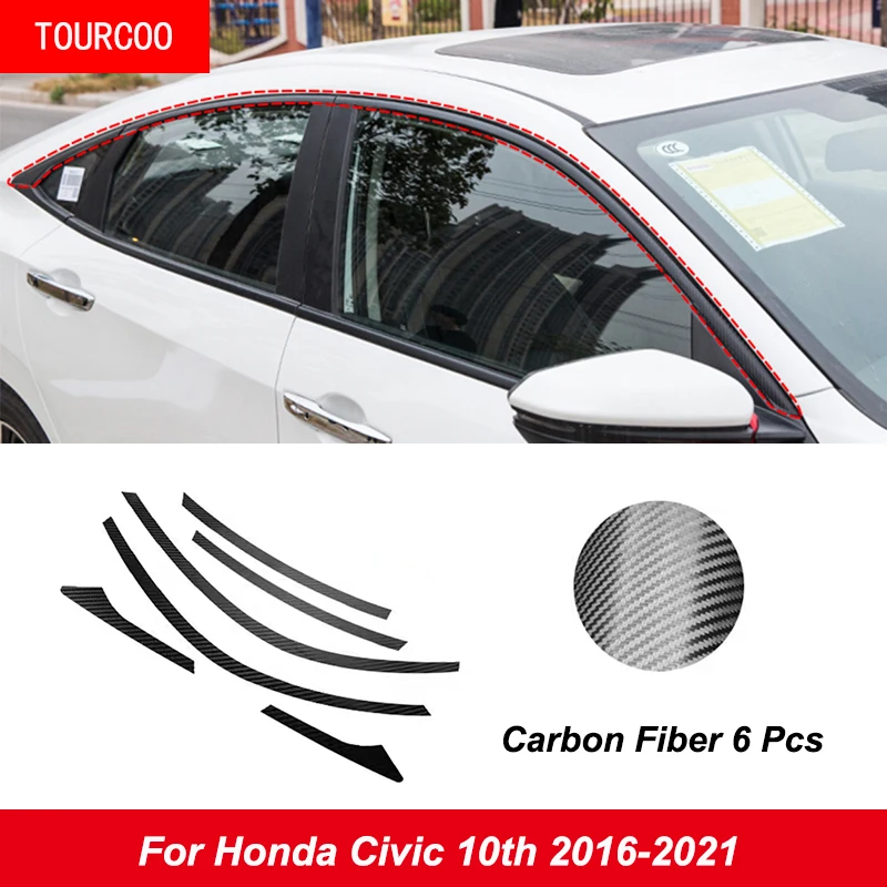 

For Honda Civic 10th 2016-2021 Door Window Upper Trim Strip Protective Sticker Protector Trim Strip Car Exterior Accessories