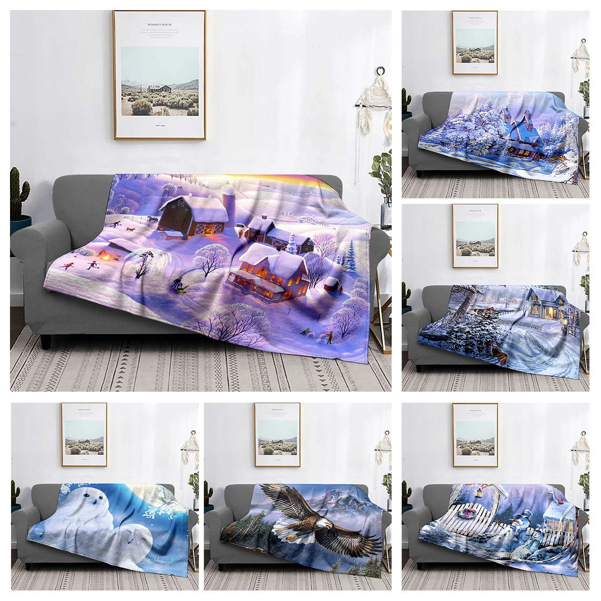 Домашнее украшение плюшевое одеяло для дивана красочное покрывало с животными