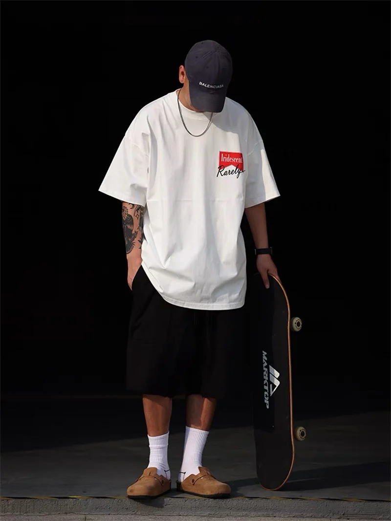 

Свободная футболка с коротким рукавом и круглым вырезом, в стиле хип-хоп