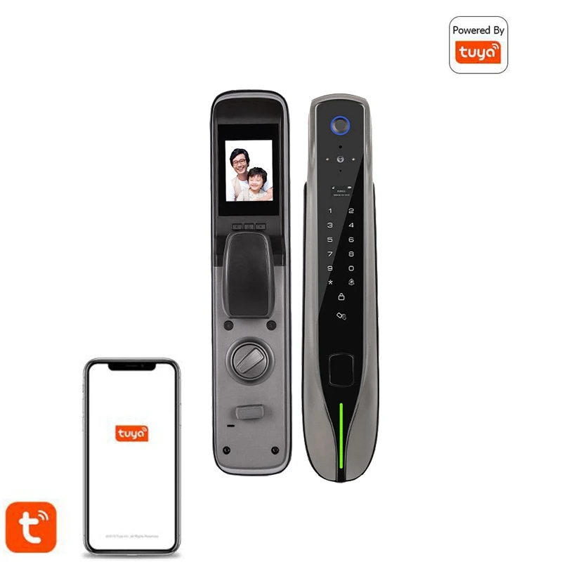 

Tuya Wifi APP Remote Control Automat Built-in Camera Smart Door Lock With Fingerprint Password Card Unlock Function