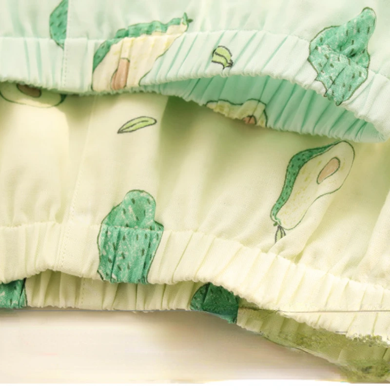 Women's Pajamas Summer Thin Fresh and Cute Short-sleeved Shorts Cotton Sleepwear Literary Style Loungewear Round Neck Home Suit