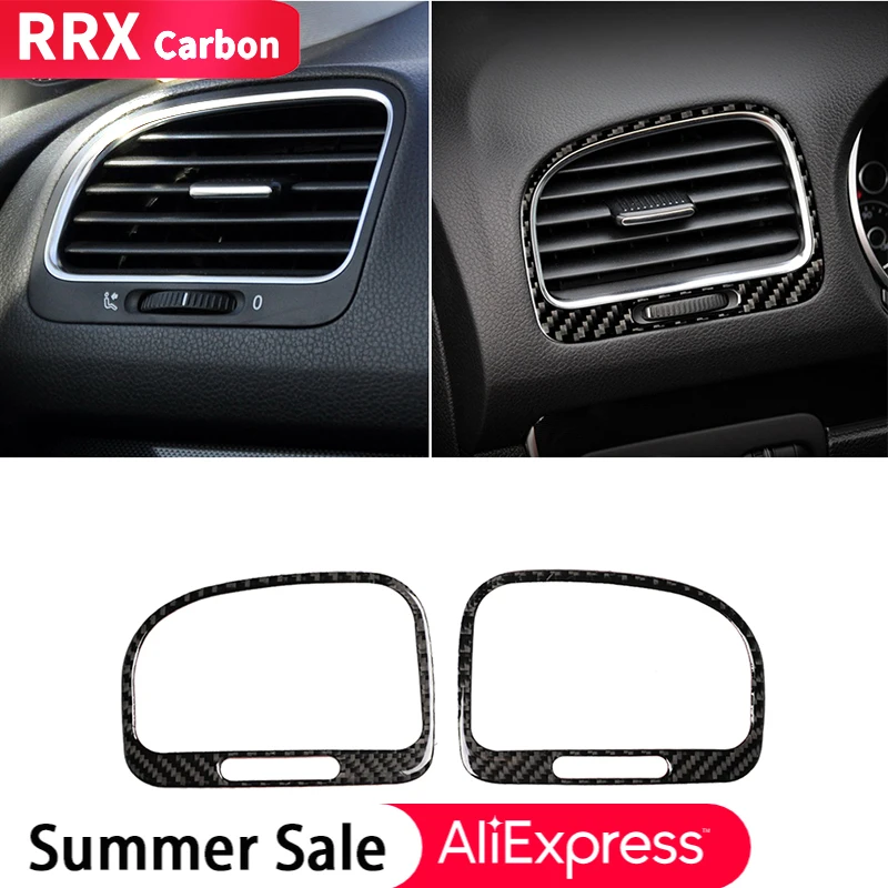 

57% Hot Sell 2Pcs Carbon Fiber Car Air Vent Outlet Trim Stickers for VW Golf 6 R MK6 2008-2012