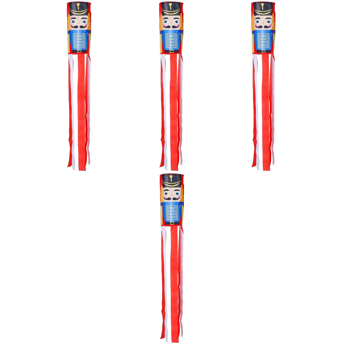 

4pcs Adorable Nutcracker Pattern Windsock Outdoor Hanging Flag Ornament Party Decor Windsock