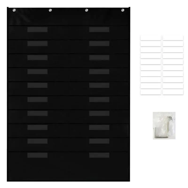 

Hanging File Organizer Heavy Duty Storage Pocket Chart With 20 Name Tag And Pockets 4 Overdoor Hangers