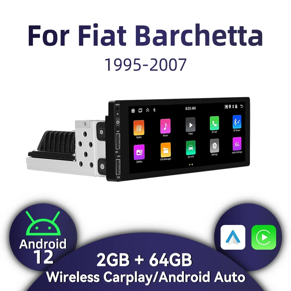 1-диночное радио Android для Fiat Barchetta 1995-2007 Carplay авторадио авто стерео 6 86 дюйма