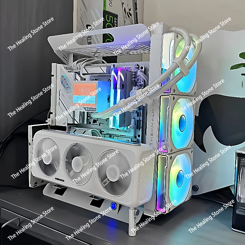 Фото Открытый корпус для ПК ATX/MATX, настольный, для ITX, с вертикальным подключением видеокарты, DIY, малый форм-фактор №1