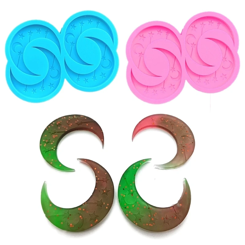 

Geometric Christmas Moon Earrings Pendant Mold Keychain Silicone Mold