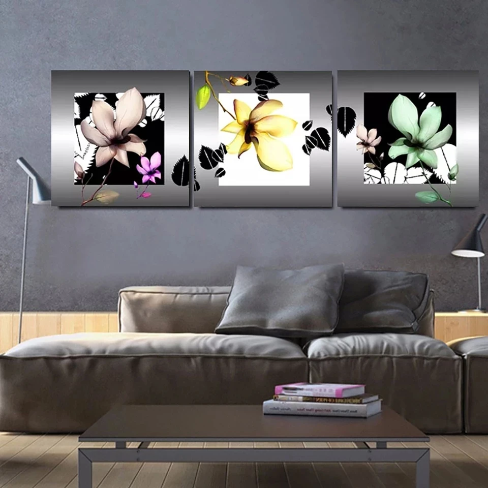 

Modern 3 Panel Colorful Flowers Diamond Painting Cross Stitch White Lily Wall Art For Home Decor Full Diamond Embroidery 3PCS