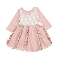 infant baby girls dress 2022 childrens wear autumn lace long sleeve pink dress party dress for kids girl kids clothes