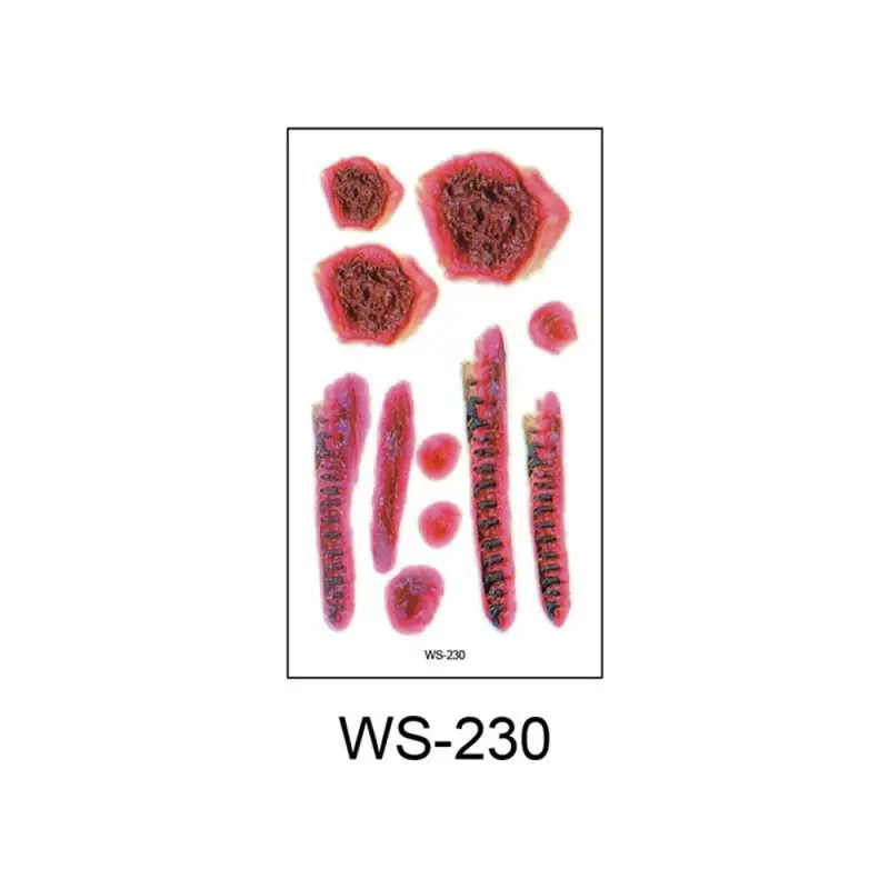Фото Halloween Horror Wound Stickers Blood Injury Fake Scab Scar Scary Temporary Scar Tattoos Stickers Holiday DIY Party Decorations №3