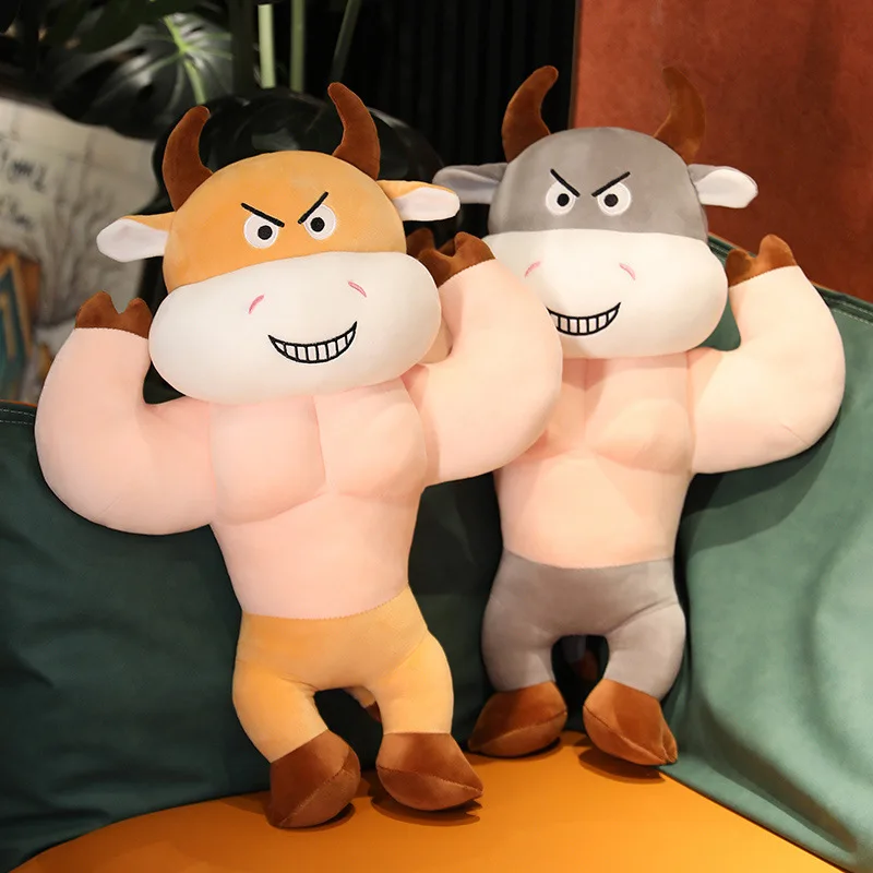 

Muscle Cow Boyfriend Power Pillow Doll Cute Cow Cow Plush Toy Home Accompanying Doll Girl Gift kawaii room decor kawaii plush