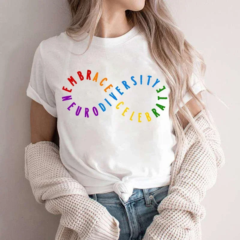 Рубашка с поддержкой аутизма для женщин футболки месяцем осведомленности символ