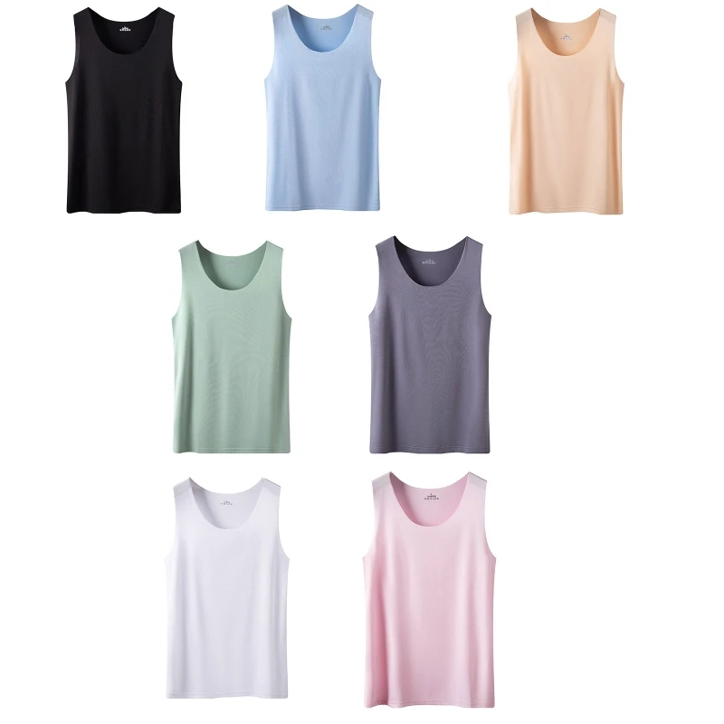 Women Summer Ice Silk Seamless  Top Basic Sleeveless O-Neck Racerback Athletic Thin Shirts Plain Solid Color Yoga Quick Dropship images - 6