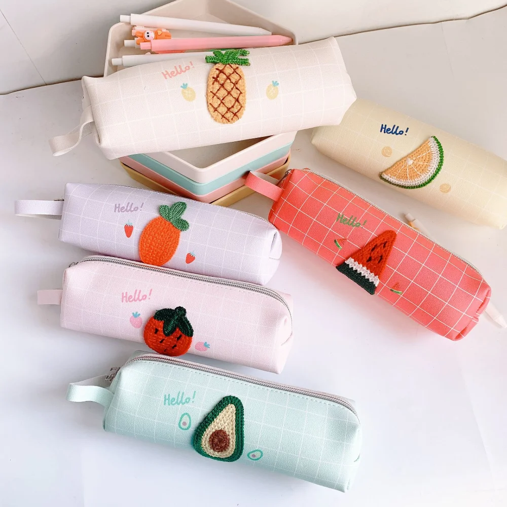 

Cute Fruit Pencil Bag Cartoon Pen Case Stationery Holder Large Capacity School Case Zipper Pencil Pouch School Supplies