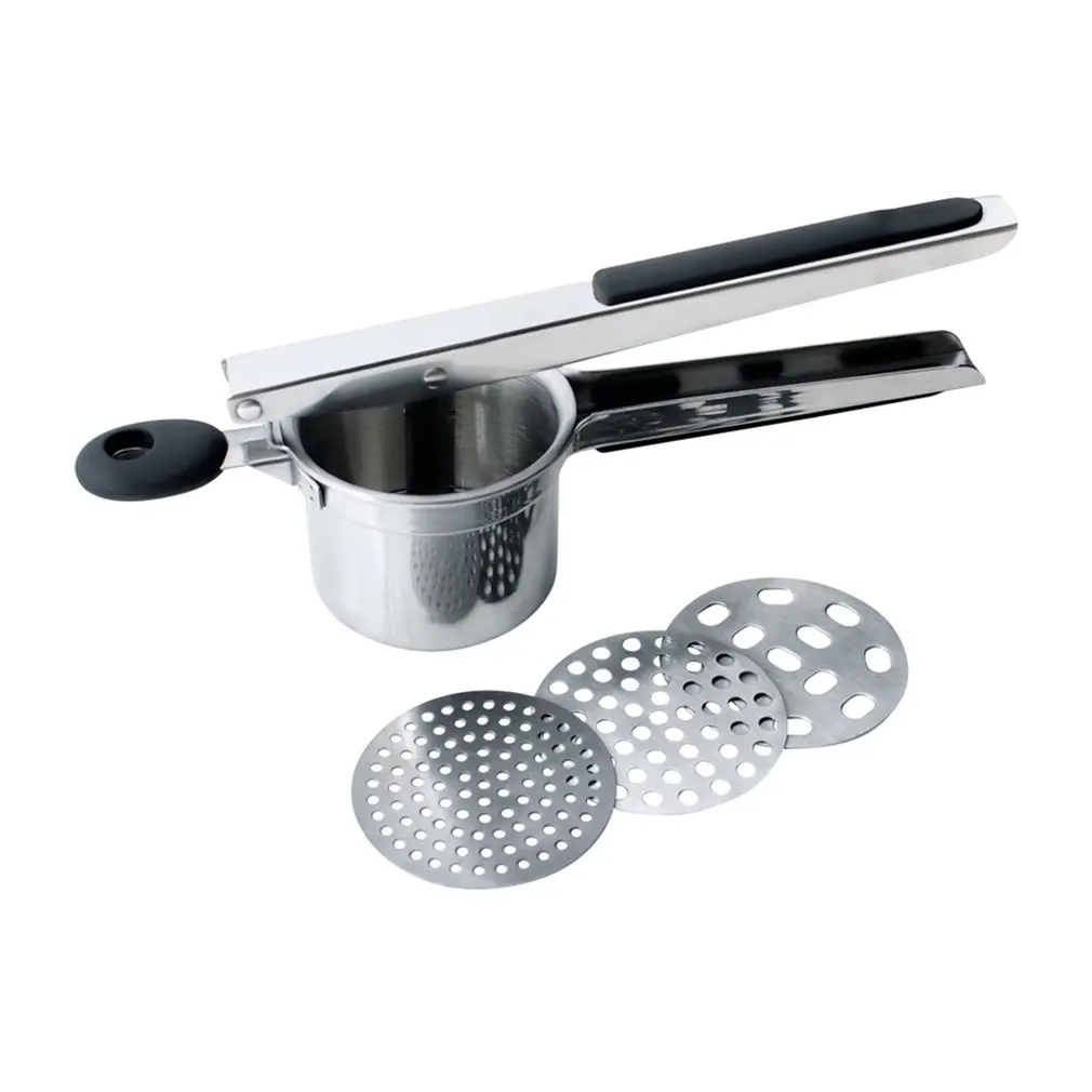 

Картофельница из нержавеющей стали с 3 сменными тонкими дисками, силиконовая ручка, кухонные инструменты