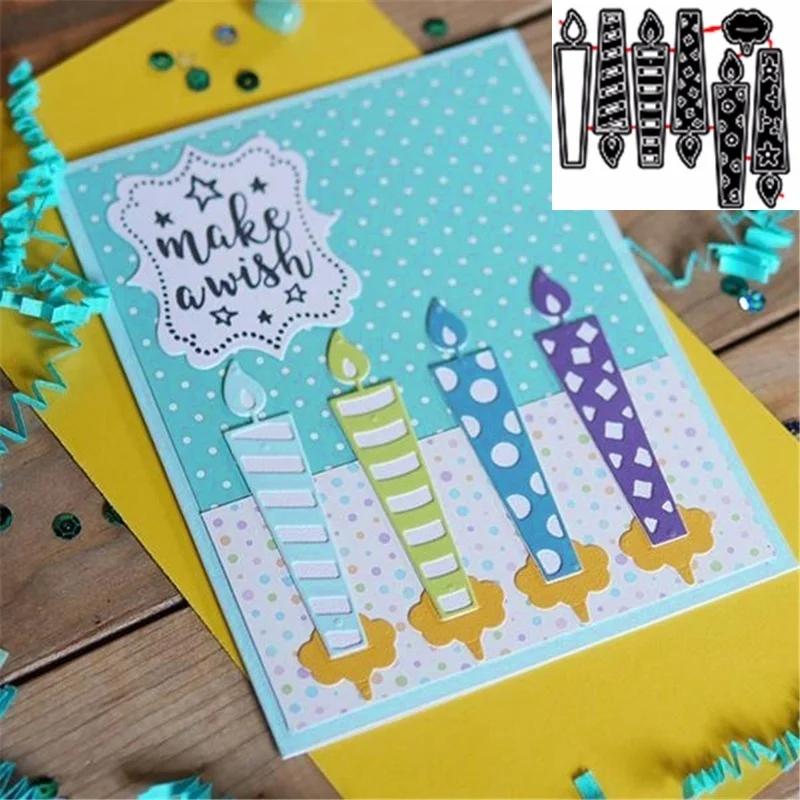 

Birthday Candle Metal Cutting Dies Stencil DIY Scrapbooking Album Stamp Paper Card Embossing Decor Crafts