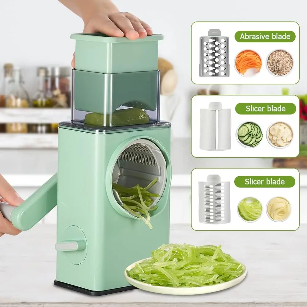 

3 in 1 Multifunction Vegetable Slicer Manual Home Kitchen Accessories Grater Vegetable Chopper Roller Cutter Potato Spiralizer
