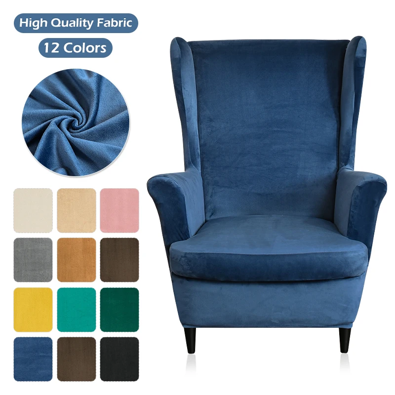 

Velvet Fabric Wing Back Chair Cover Stretch Single Sofa Cover With Back Soft Armchair Covers Throne Chair For Wedding Loveseat