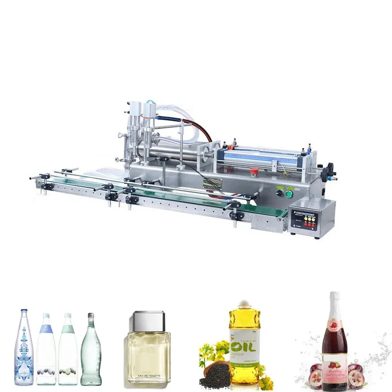 

Машина для розлива жидкостей с двойным соплом поршневой конвейерной лентой