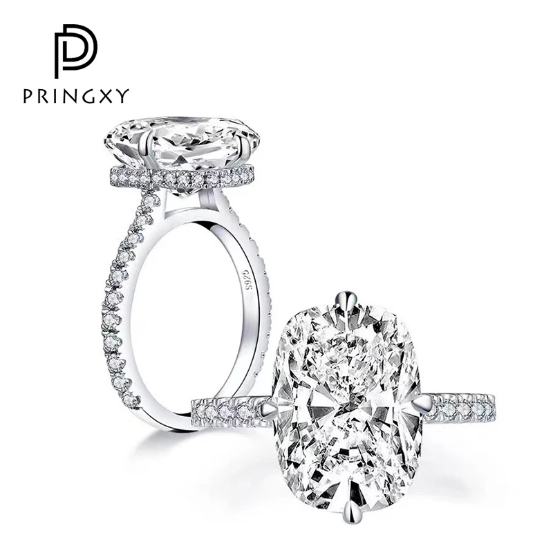 

PRINGXY 6ct 925 Sterling Silver High Carbon Diamond Ring Female Oval Diamond Wedding Anniversary Dinner Fashion Fine Jewelry