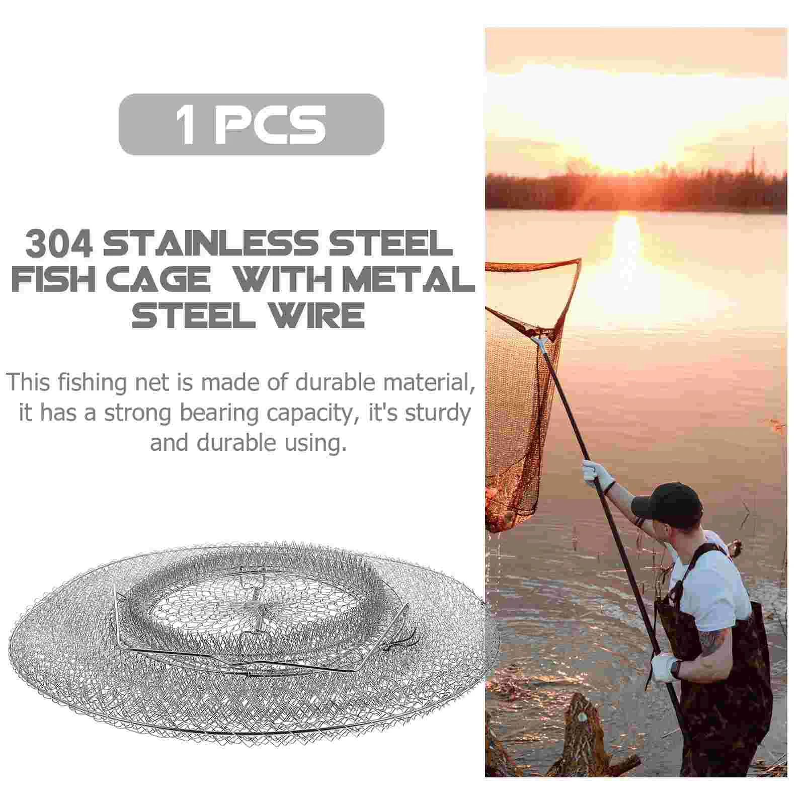 

Fish Basket Net Fishing Tackles Necessity Crabs Catching Tool Bag Mesh Cage Metal