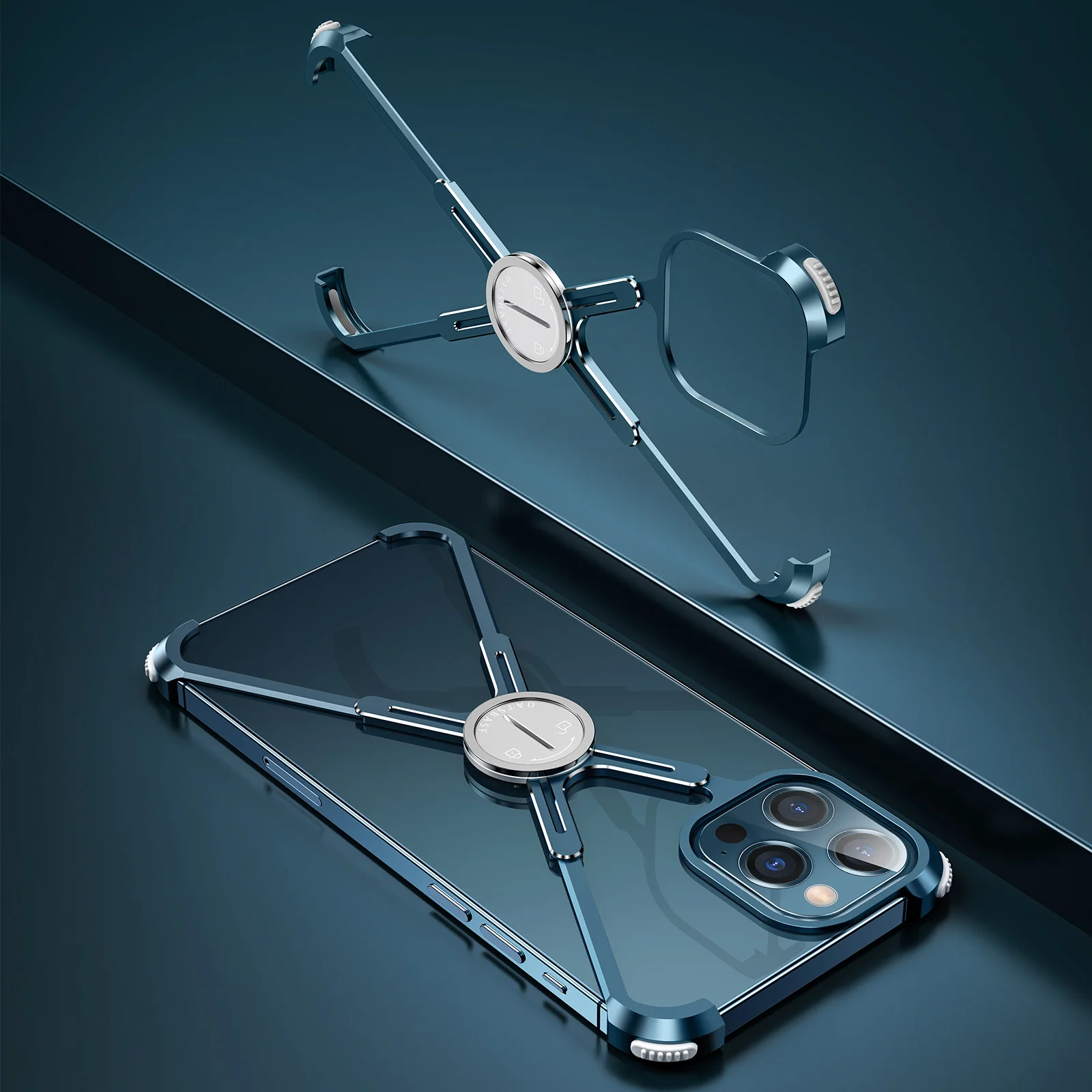 

Creative Metal Phone Case for iPhone 13 13pro 13 pro Max Case Luxury Metal Frame Shape with Airbag Shockproof Bumper Back Cover