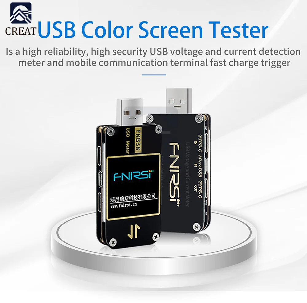 

FNB38 Current and Voltage Meter USB Tester QC4+ PD3.0 2.0 PPS Fast Charging Protocol Capacity Test Voltmeter